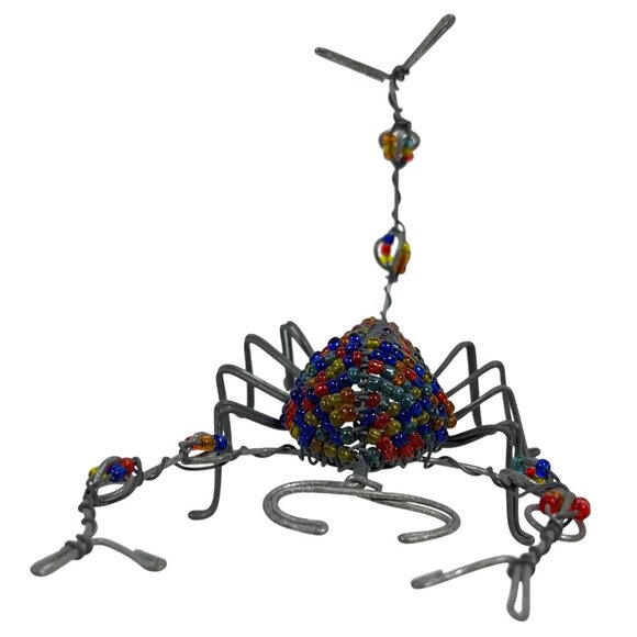 African Handcrafted Wire Beaded Scorpion Bug South Africa Sculpture Multicolor - Picture 8 of 8